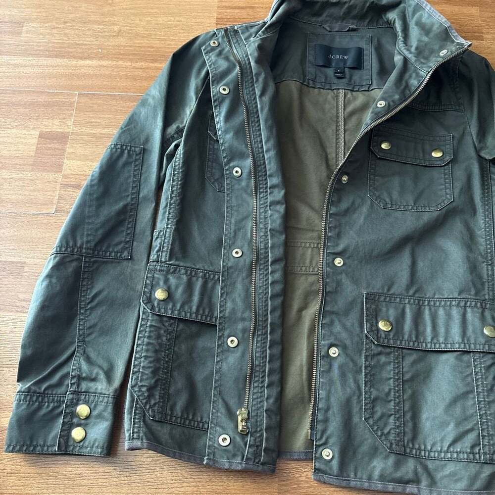 J.Crew Women's Waxed Cotton Field Jacket Olive Green Size S - Picture 3 of 5
